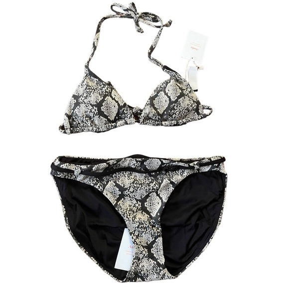 NWT Andie Swim Snakeskin Triangle String Bikini Top Riviera Bikini Bottom Small - Picture 1 of 7